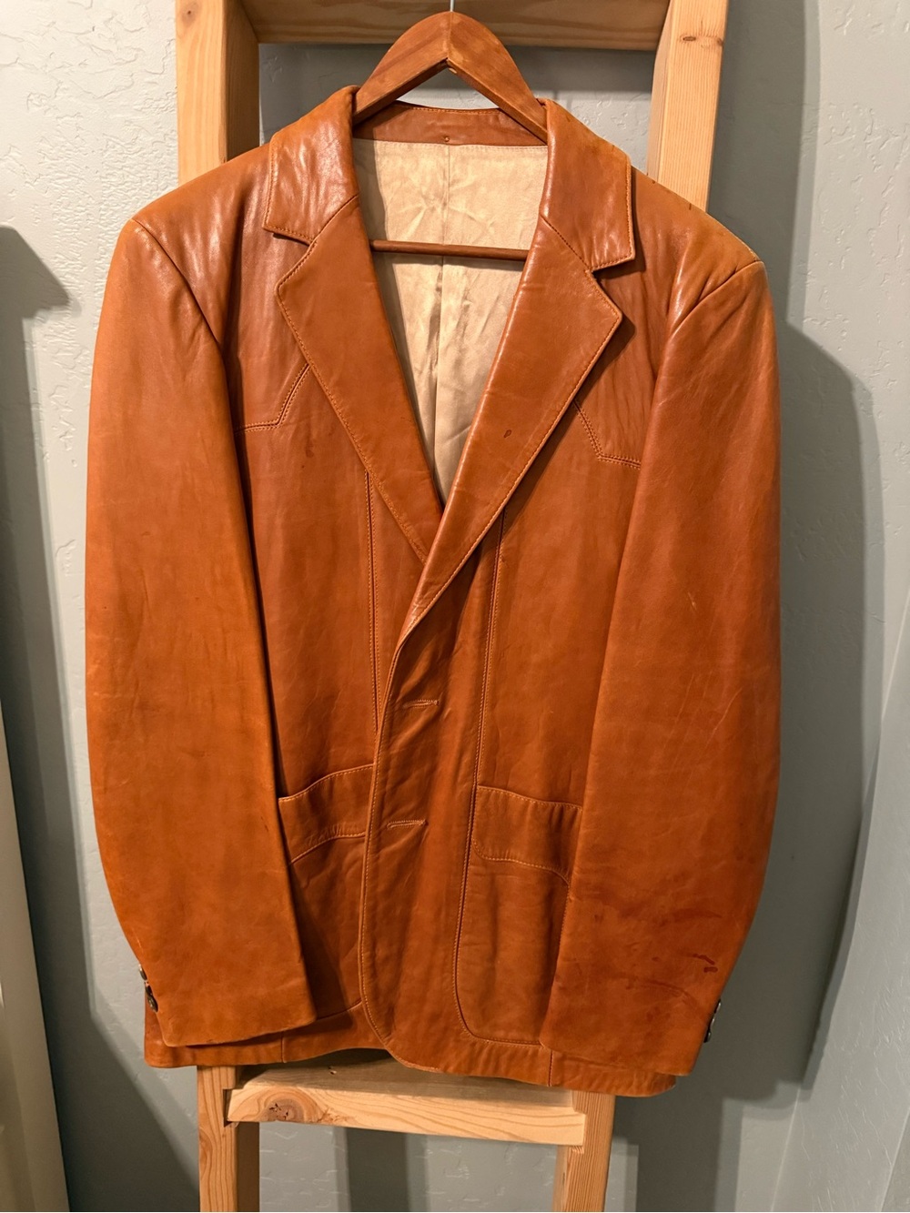 Men's Brown Leather Blazer Jacket - Elegant Tan-Brown Sport Coat